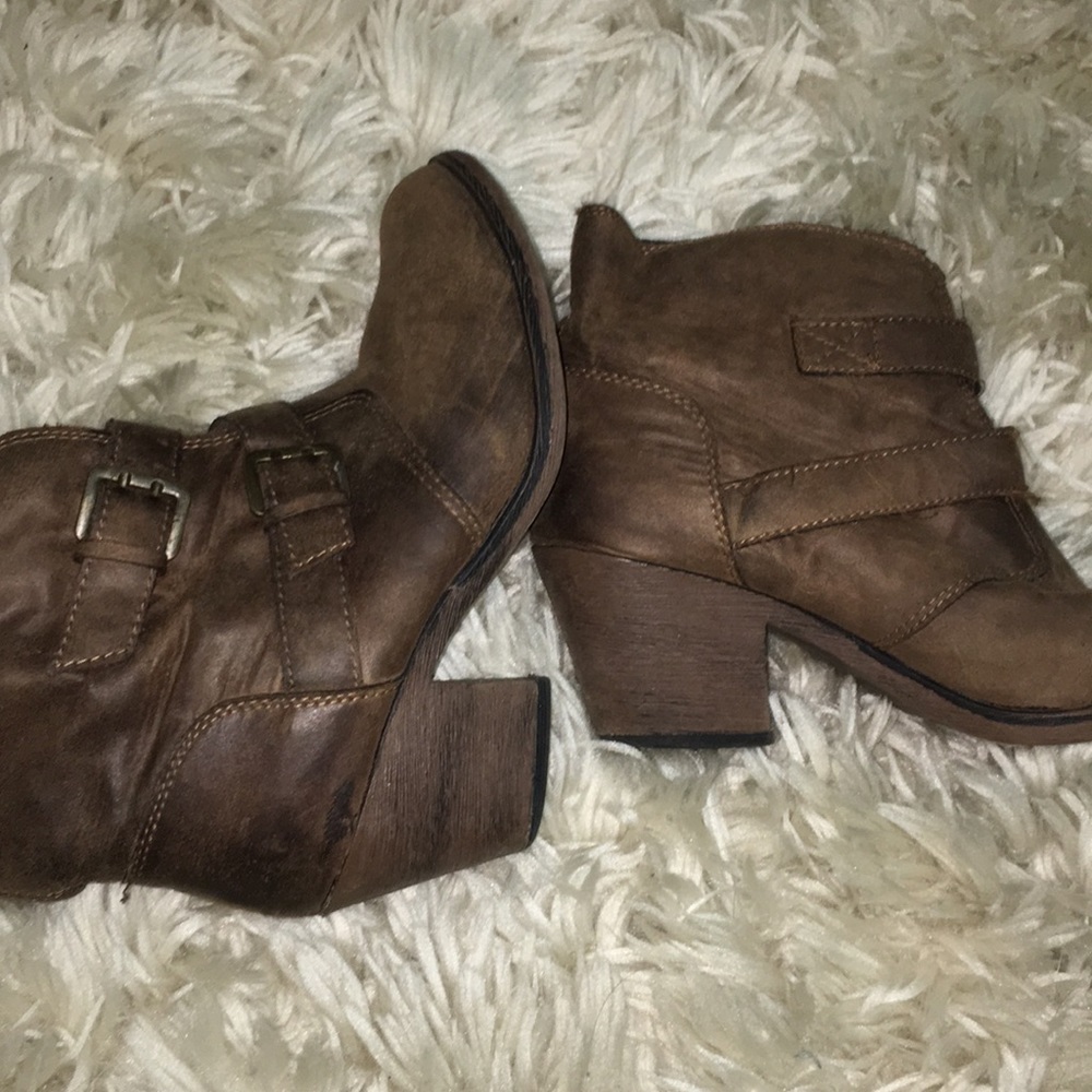 Brown heeled booties